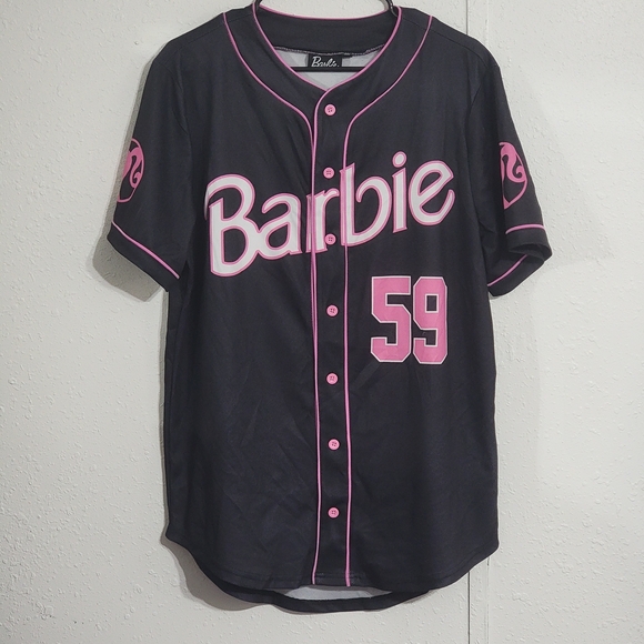 Barbie Other - Barbie Malibu 59 Baseball Jersey Womens Medium Multi Short Sleeve Button Front